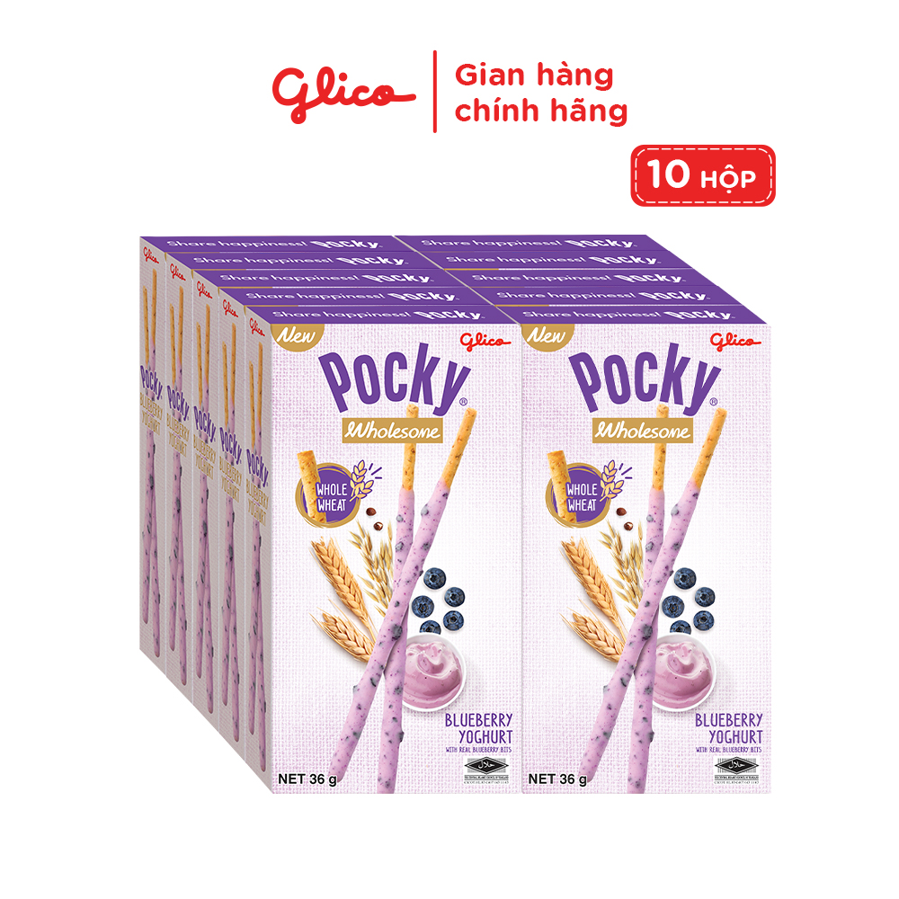 Combo 10 hộp bánh que pocky ngon khỏe đẹp vị sữa chua việt quất