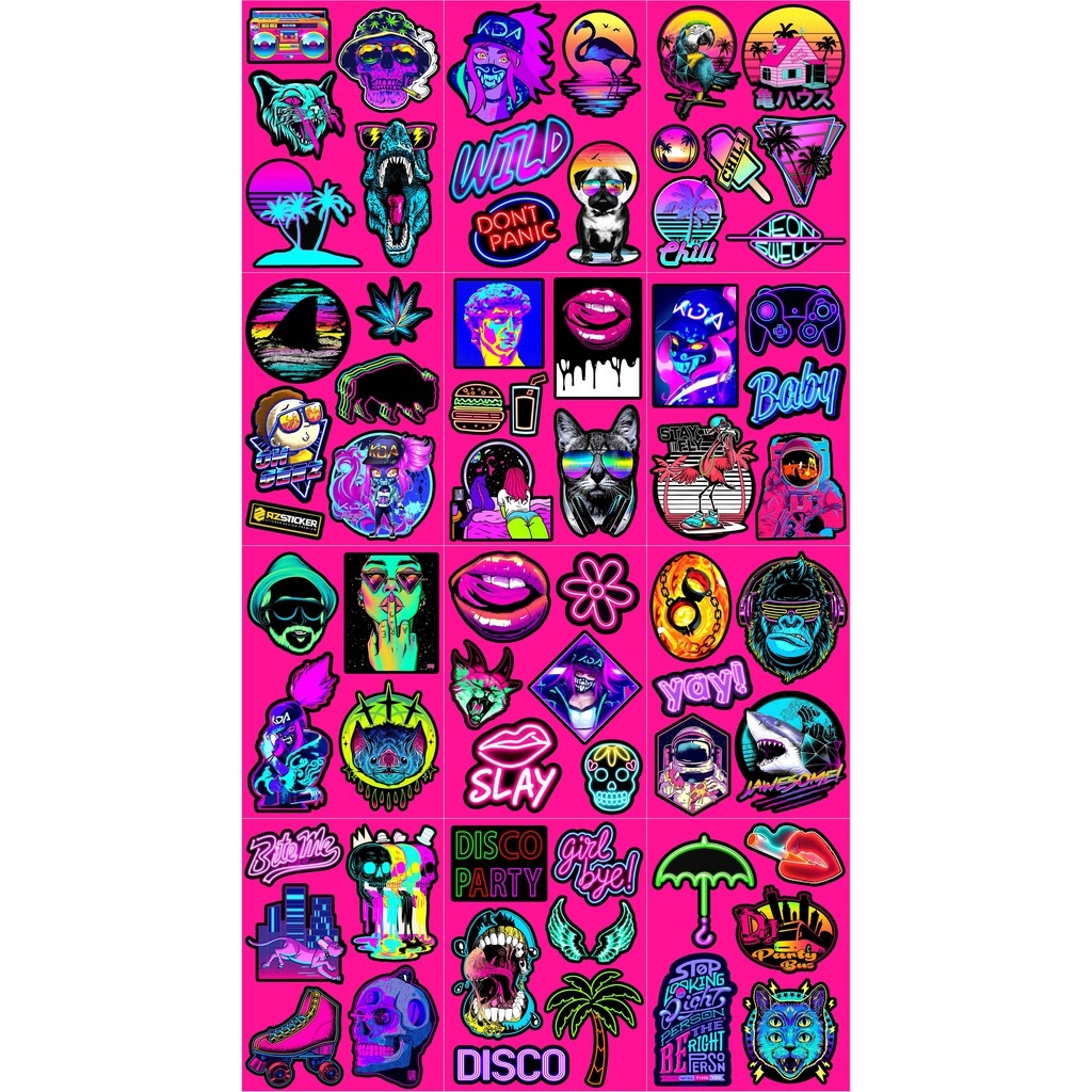 ☾ஐ Set 100 Sticker Sticker Dán Nón Bảo ểm Chống Nước