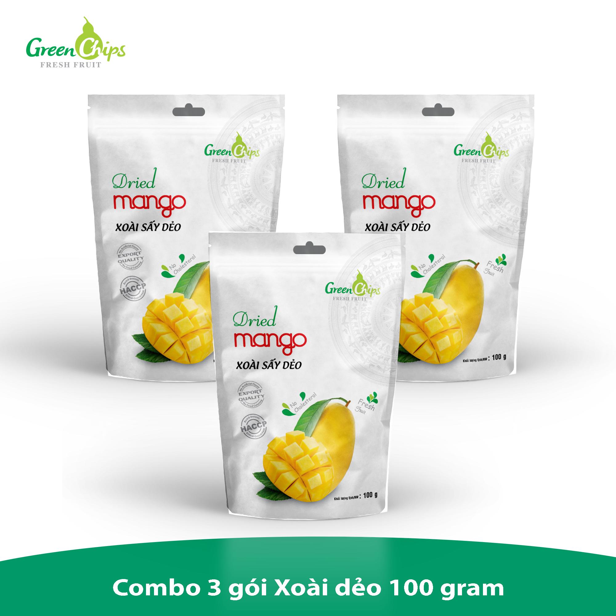 Combo 3 gói Xoài sấy dẻo 100 gram  - Green Chips