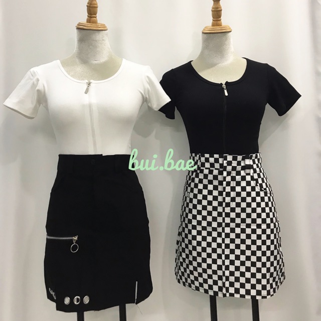 [HCM]Áo crop top kéo khoá anh that (kèm video cận chất)