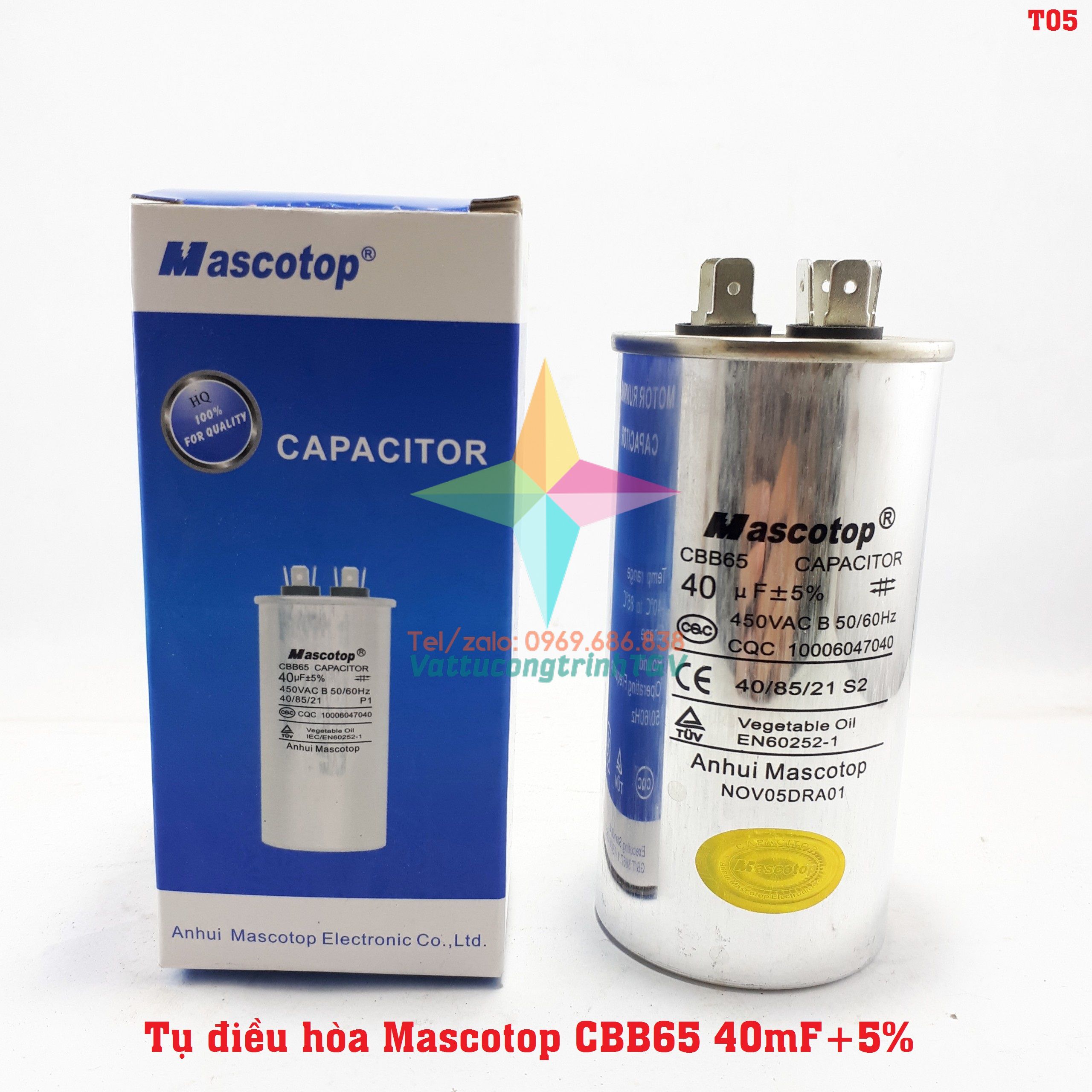 Tụ điều hòa mascotop cbb65 40uf+5%