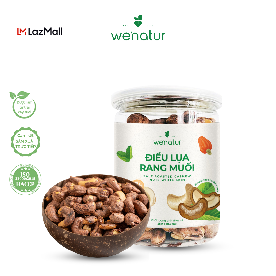 [Mua 1 tặng 1] Hạt Điều Lụa Nguyên Vỏ Rang Muối we'natur 250g (tặng 1 Xoài sấy dẻo 100g)