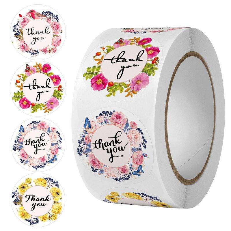 Cuộn 500 tem hình dán sticker thank you 2.5cm