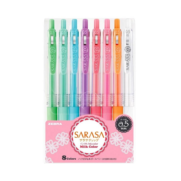 Bộ Bút bi gel Zebra Sarasa clip - Milk colour