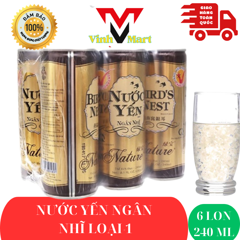 Nước yến ngân nhĩ natural loại lốc 6 lon 240 ml