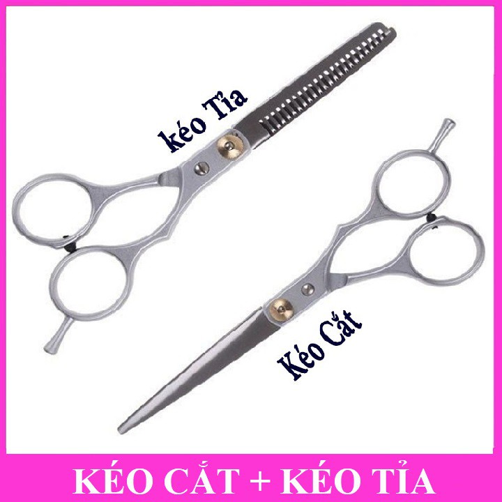 Bộ 2 kéo cắt - kéo tỉa tóc siêu bền đẹp, Kéo Cắt Và Tỉa Tóc Loại tốt, Kéo Cắt Làm Từ Thép Không Rỉ - Thiết Kế Có Giá Đỡ Ngón Tay Thoải Mái Khi Sử Dụng