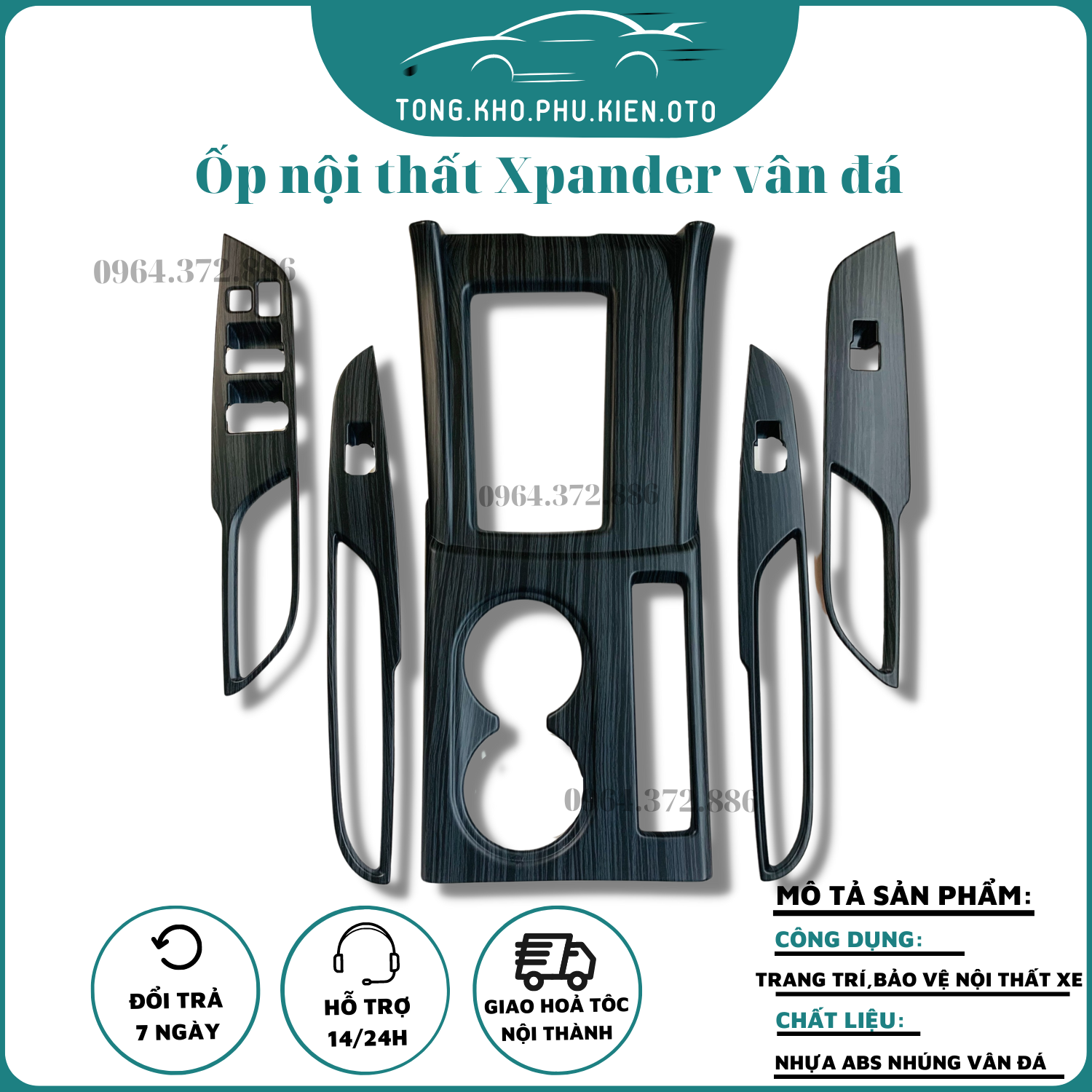 Ốp nội thất xe Mitsubishi Xpander 2018-2021 loại nhựa Vân Đá cao cấp, ốp trang trí nội thất Xpander