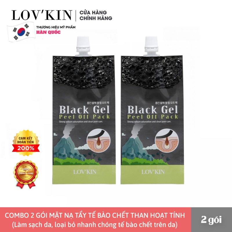 Combo 2 Mặt Nạ Tẩy Tế Bào Chết Than Hoạt Tính LOVKIN Black Gel Peel Off Pack (10g x 2 gói) cao cấp