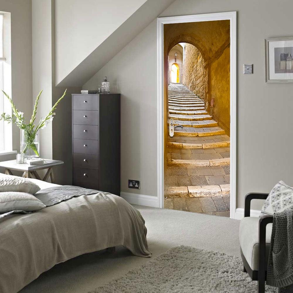Tranh 3D dán cửa phòng cao cấp - Tranh dán cửa 3D Stone Step