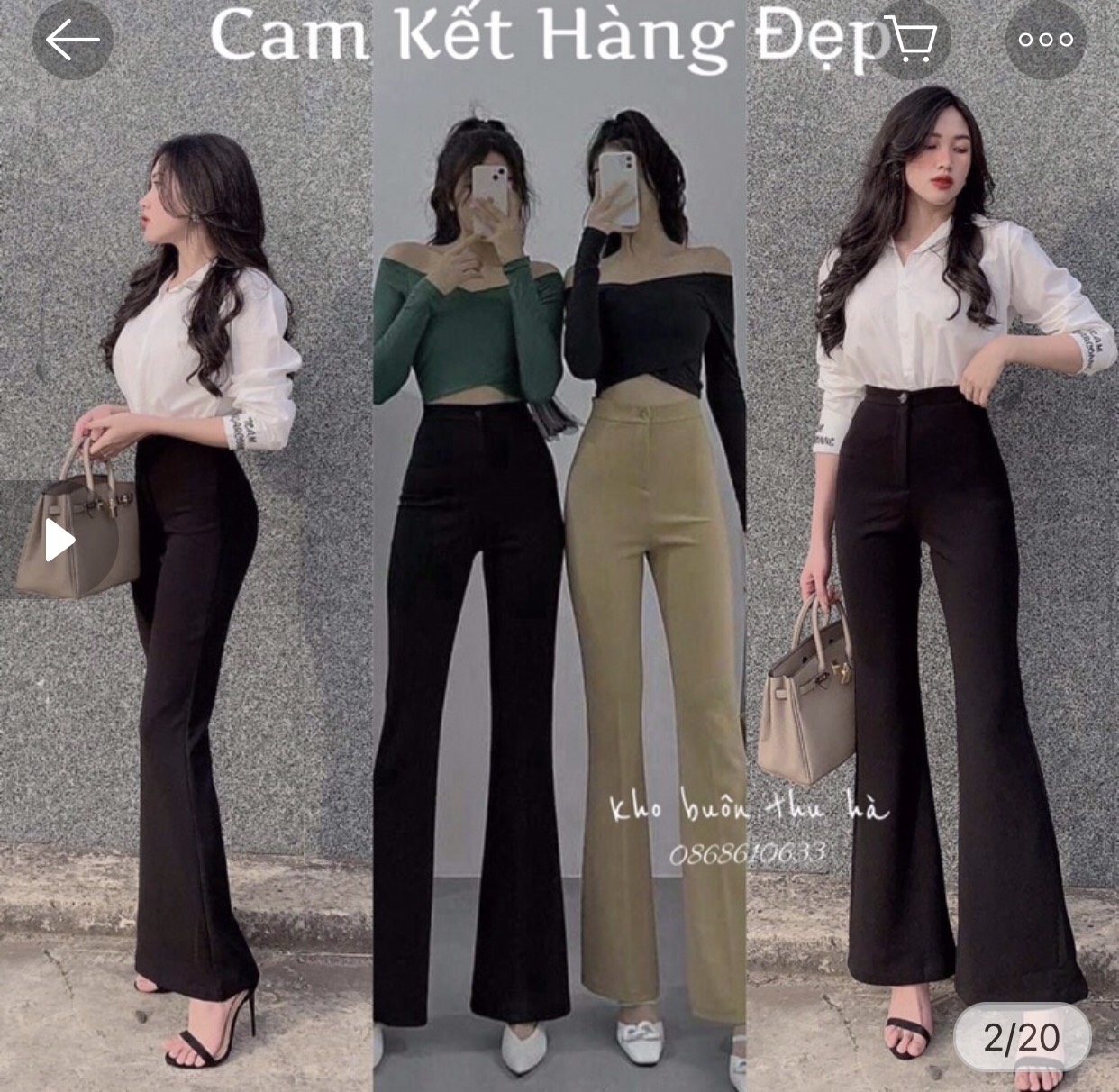 Quần ống loe fom ôm dài siêu hack dáng chất cotton co giãn 4 chiều