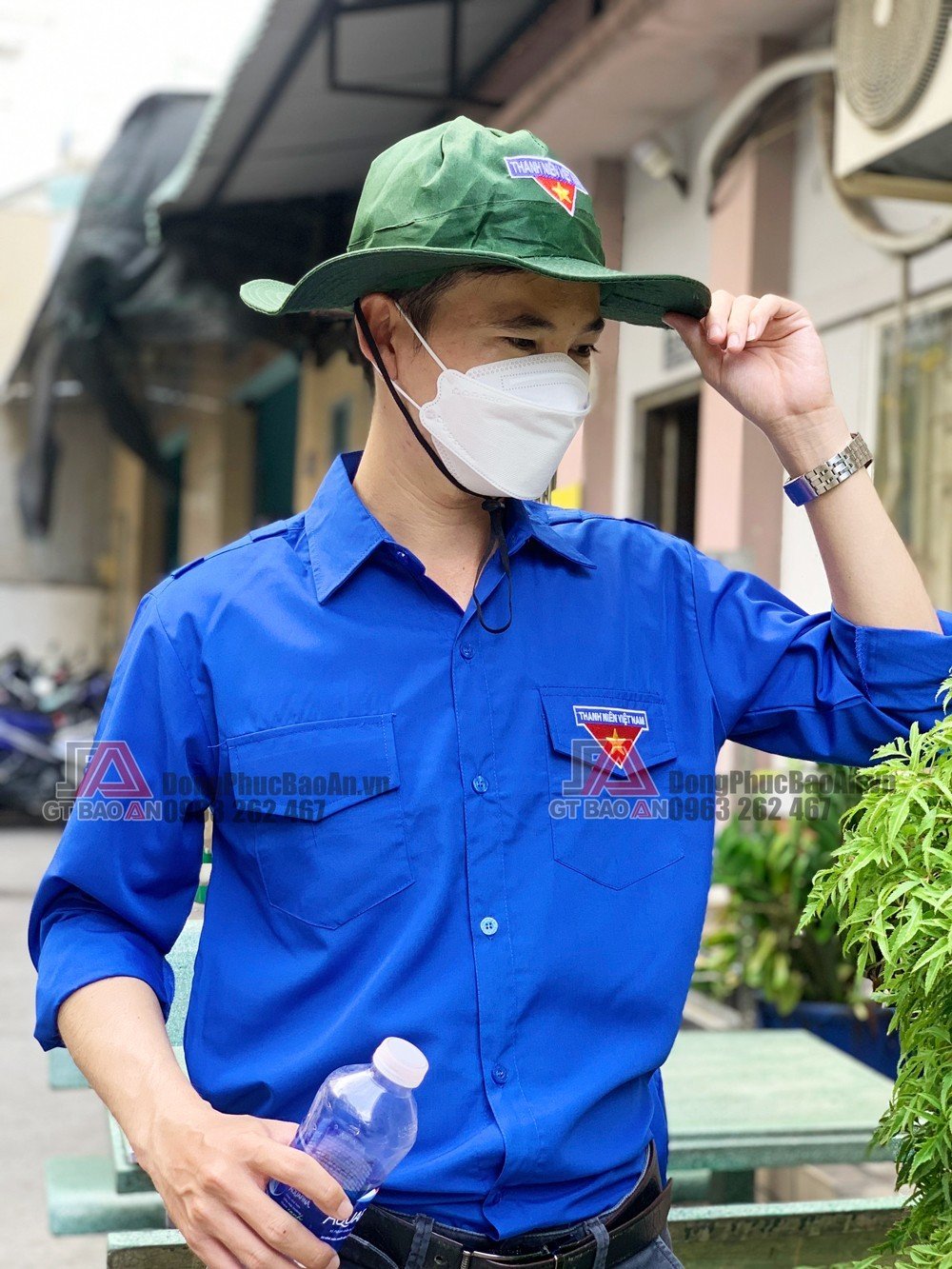 Áo sơ mi đoàn NAM NỮ, Áo đoàn Thanh Niên dài tay, logo thêu- Vải Kate mềm mát, Khăn rằn chống nắng