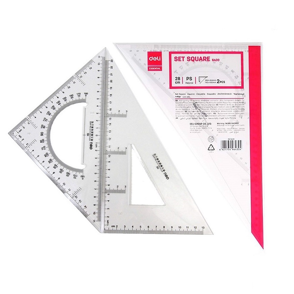 Bộ Thước Eke 28cm Deli 6430