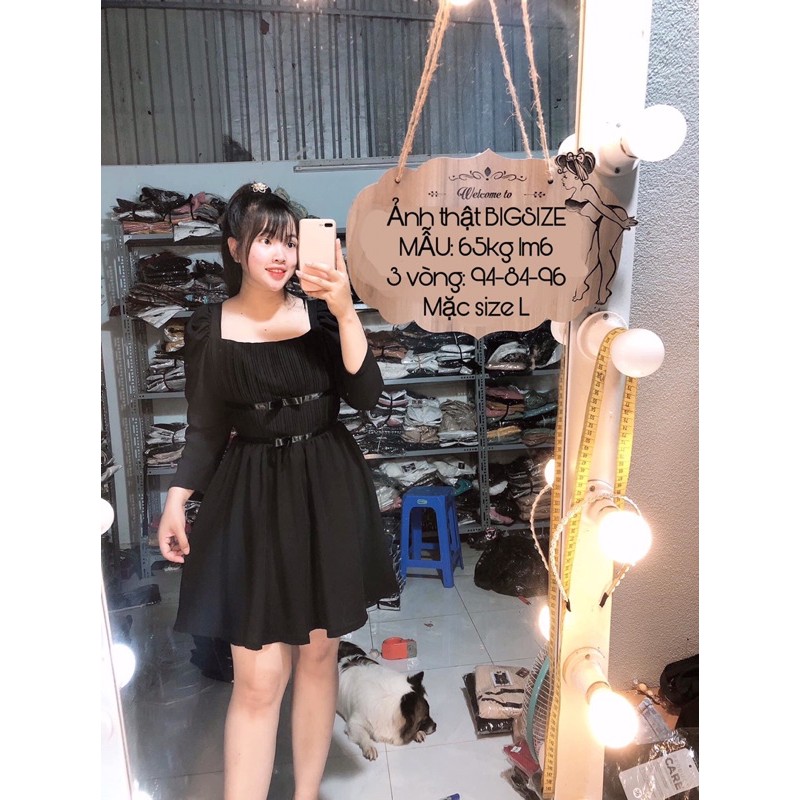 Đầm xếp li tay phồng bigsize 55-90kg