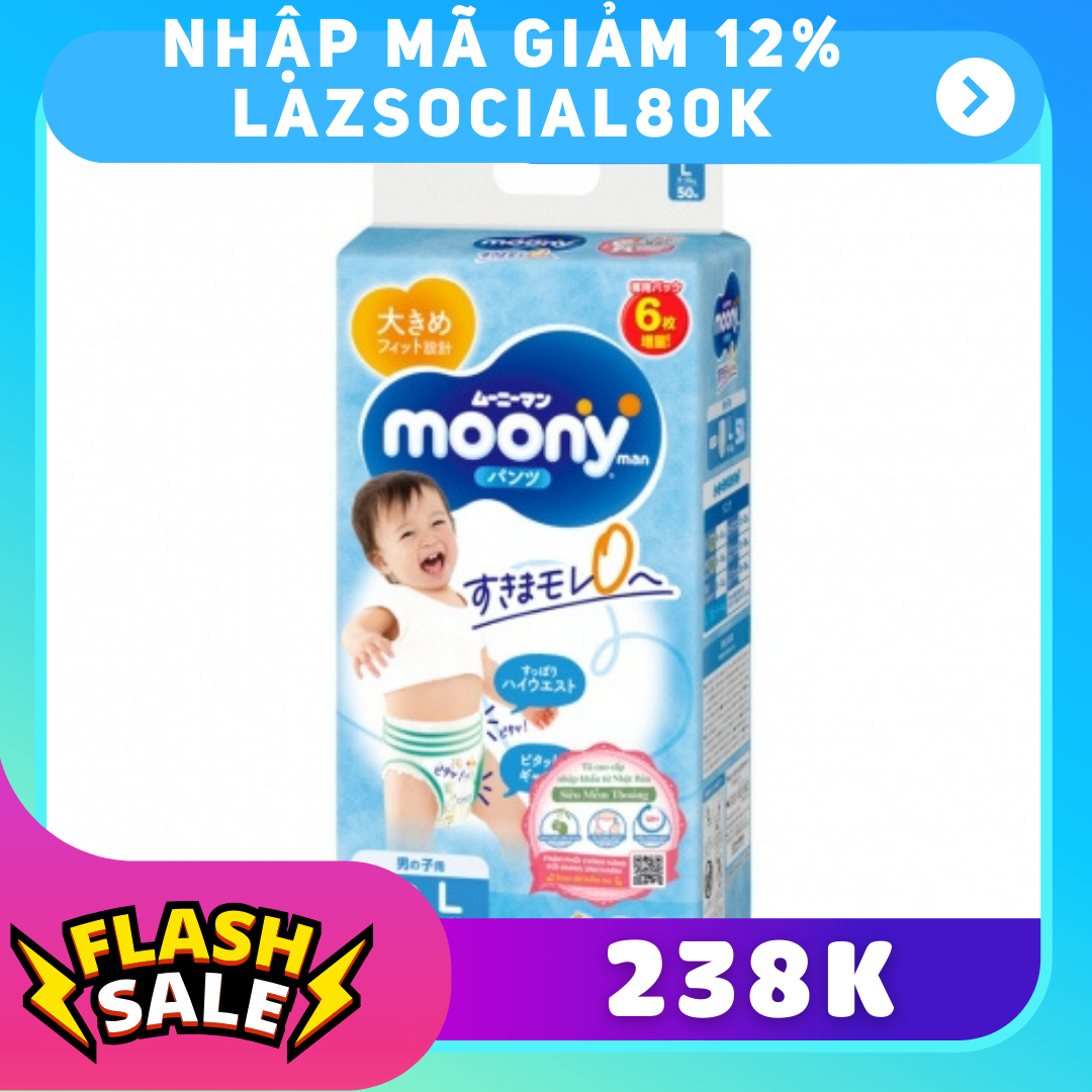 Tã/bỉm moony xanh cộng miếng nội địa nhật dán/quần đủ size nb/s/m/m/l/xl cho bé