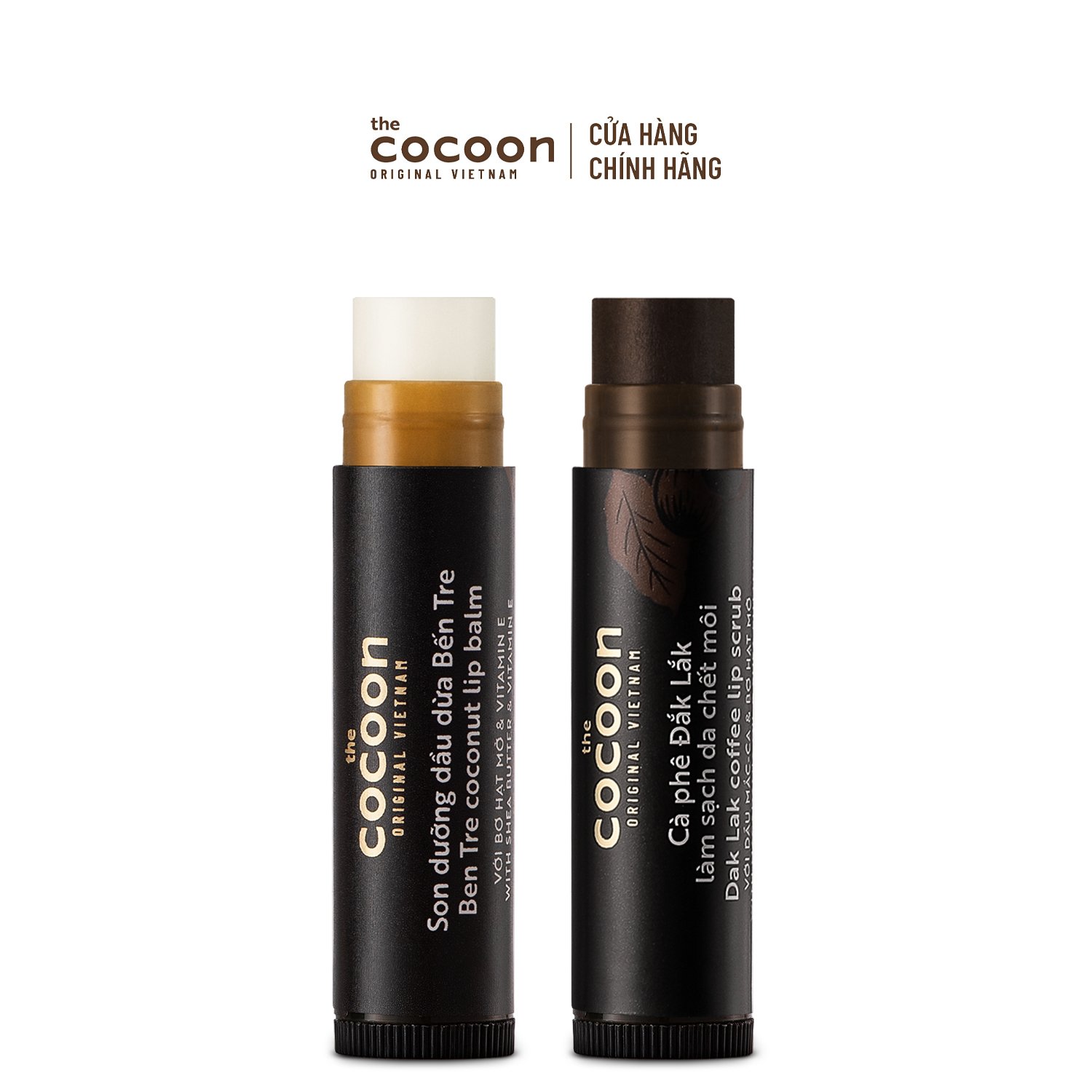 Combo Cà phê Đắk Lắk làm sạch da chết môi Cocoon 5g + Son dưỡng dầu dừa
