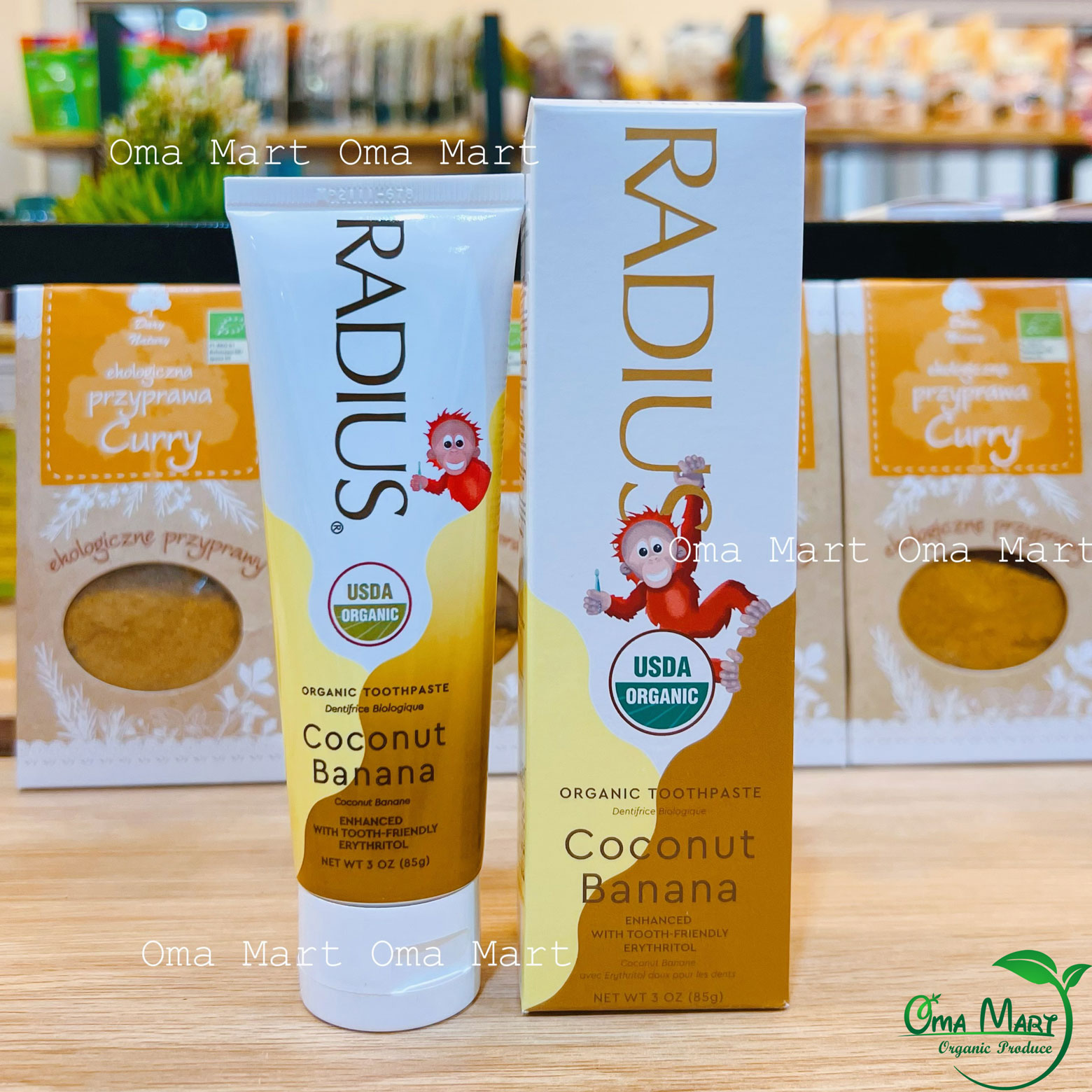 Kem đánh răng chuối dừa hữu cơ cho bé Radius 85g