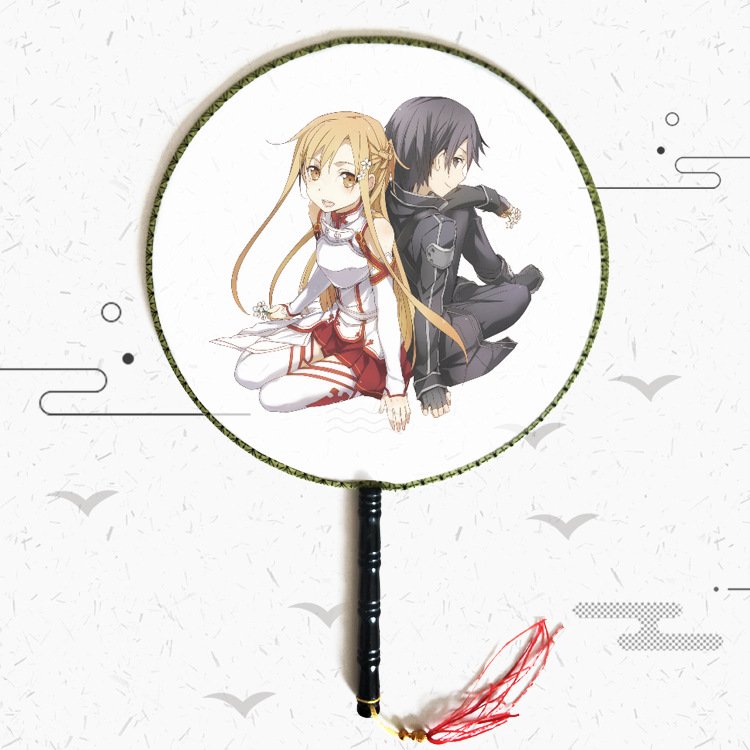 Quạt tròn cổ trang Sword Art Online Đao kiếm thần vực anime cầm tay
