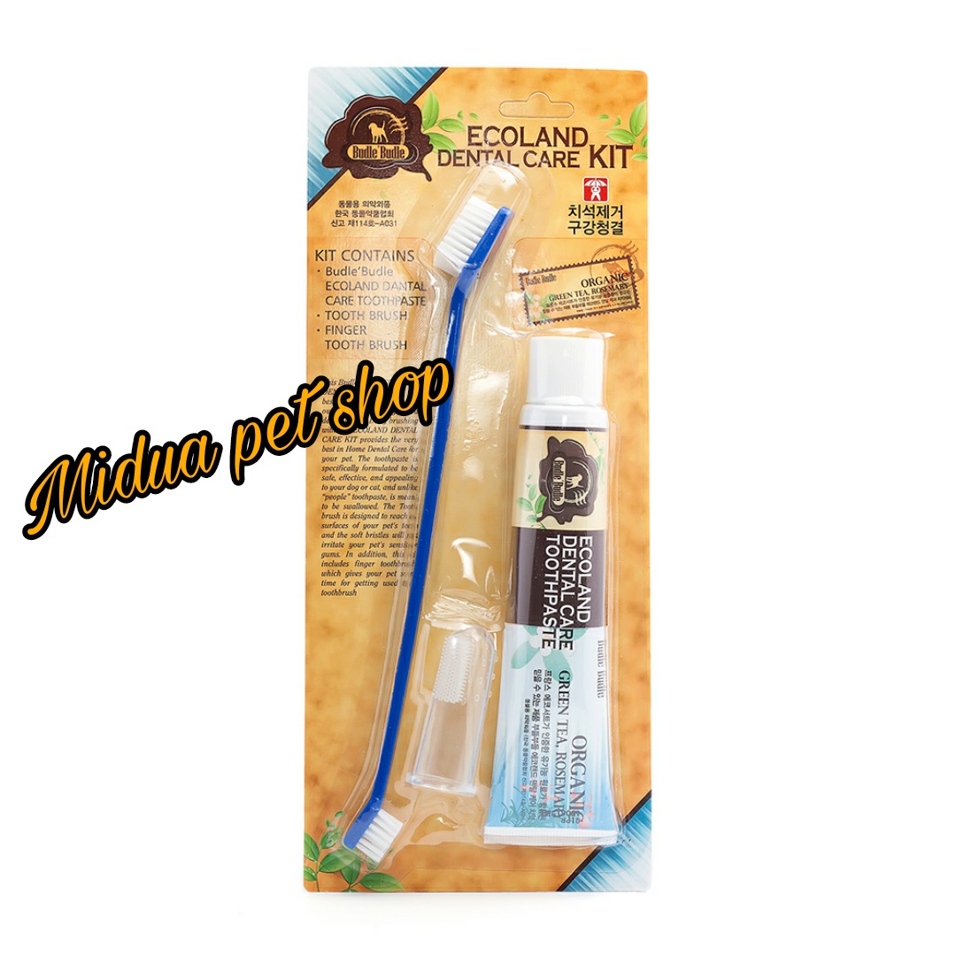 [Hoàn Tiền 10%] Bộ bàn chải và kem cho chó mèo Budle’Budle