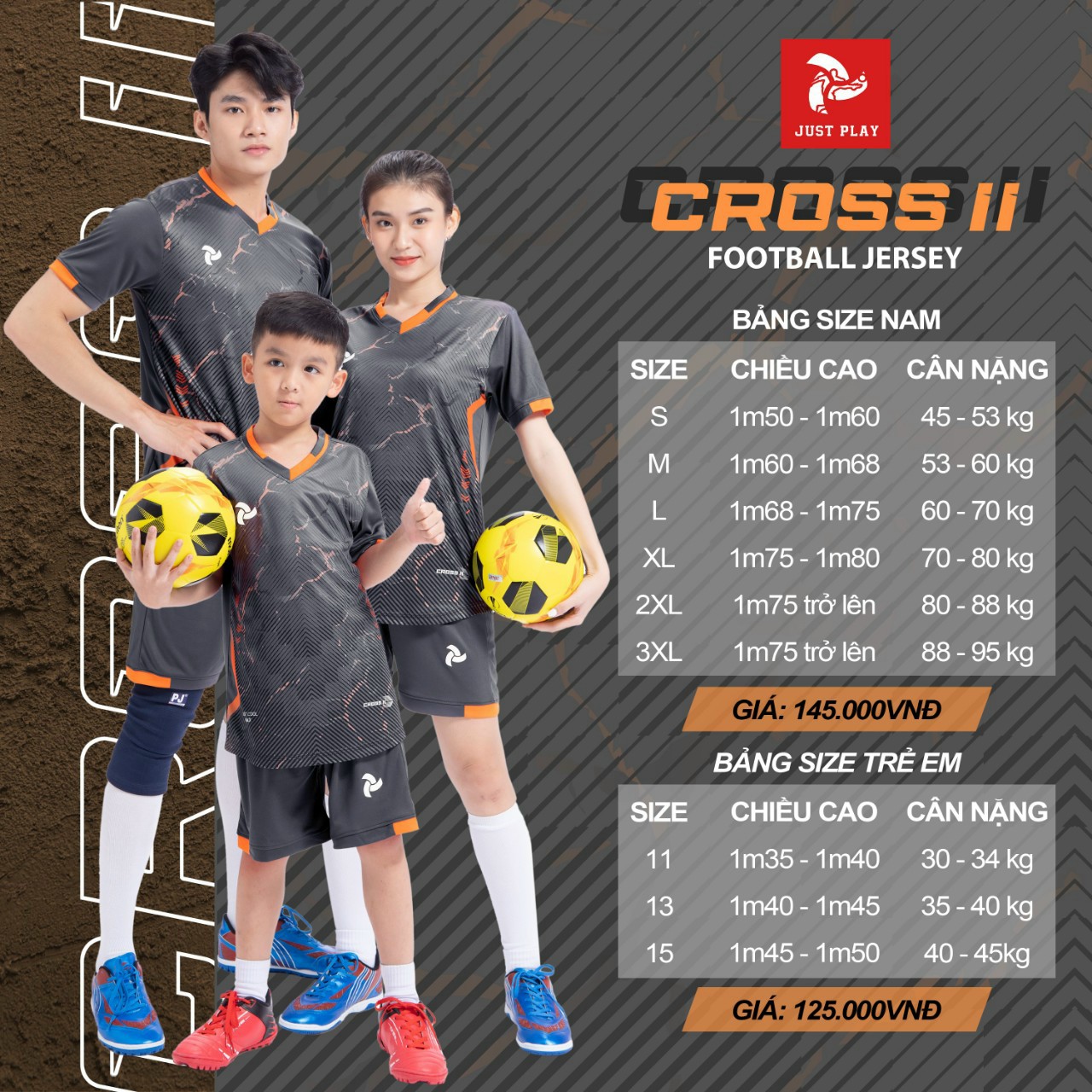 Bộ quần áo thể thao bóng đá CROSS II Đen