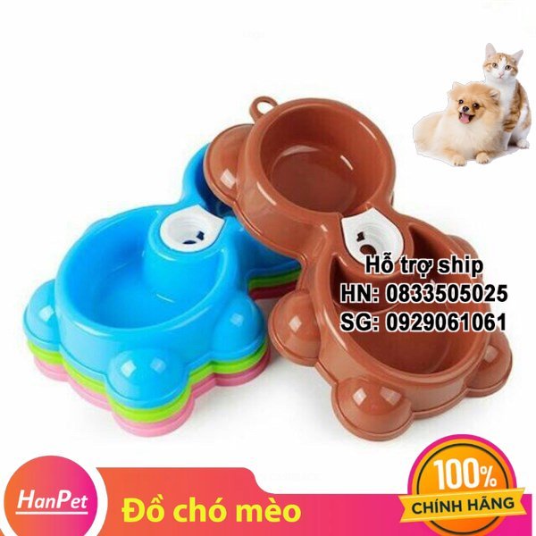 Hanpet - Bát nhựa đôi - Ăn, Uống tự động cấp nước cho chó mèo, thú cưng