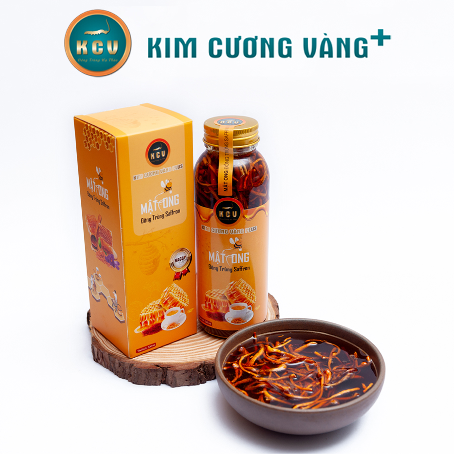 Mật Ong Đông Trùng Saffron Kim Cương Vàng (330ml/Chai)