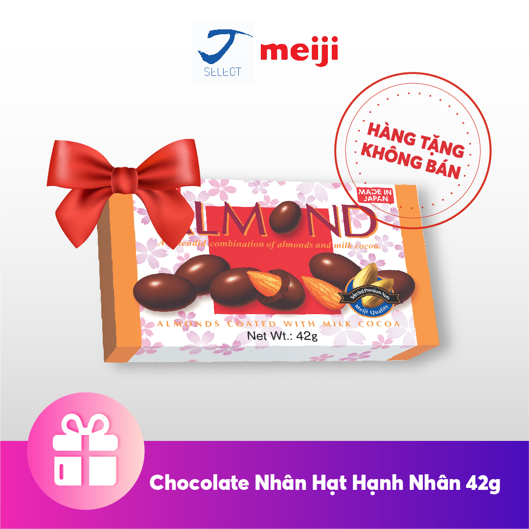 [QUÀ TẶNG KHÔNG BÁN] Socola nhân hạt Hạnh nhân Meiji Almond Chocolate 42g Nhật Bản x2