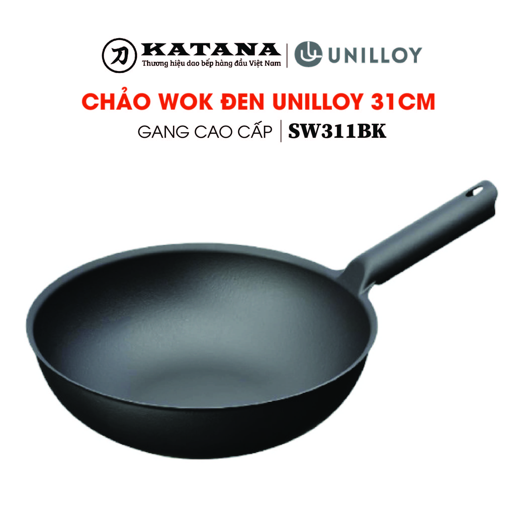 [Trả góp 0%]Unilloy - Chảo wok màu đen - 31cm