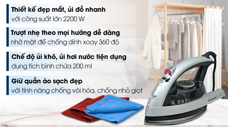Bàn ủi hơi nước Panasonic PABU-NI-W650CSLRA (Đen)
