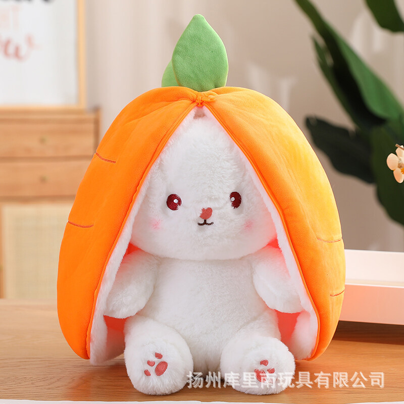 Gấu bông 2 in 1 thỏ tai dài biến hình dâu tây cute thỏ trái cây cute cho bé
