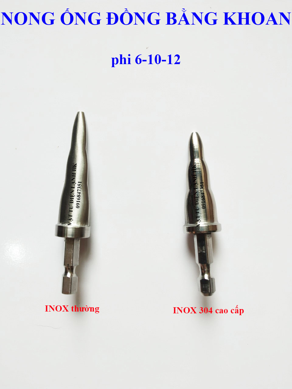 Mũi nong ống đồng bằng khoan phi 6 - 10 - 12 long ống 3 trong 1