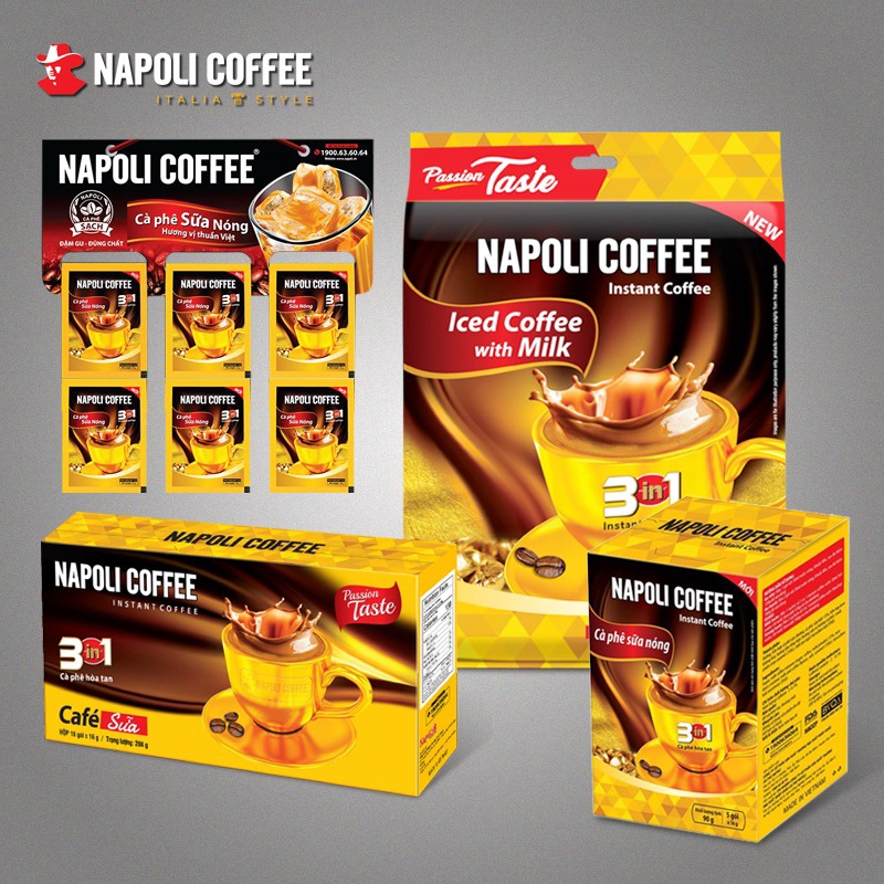 CÀ PHÊ HÒA TAN NAPOLI COFFEE CAFE ĐÁ/ SỮA THƠM NGON ĐẬM VỊ