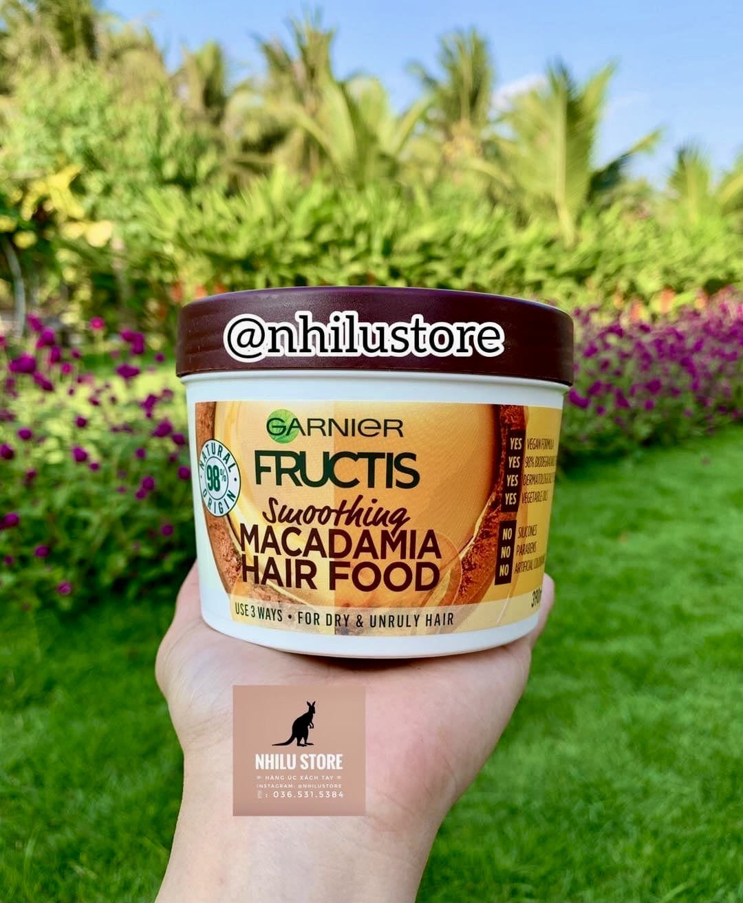 Kem ủ tóc Garnier mềm mượt Macadamia - 390ml ( bill Úc)