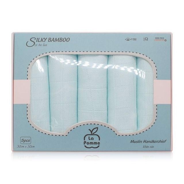 Set 5 khăn sữa LAPOMME sợi tre lụa (30*30) đủ màu - chính hãng