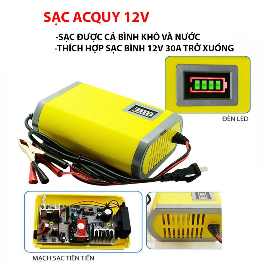 sạc bình acquy 12v - 12V2A-VÀNG-LCD