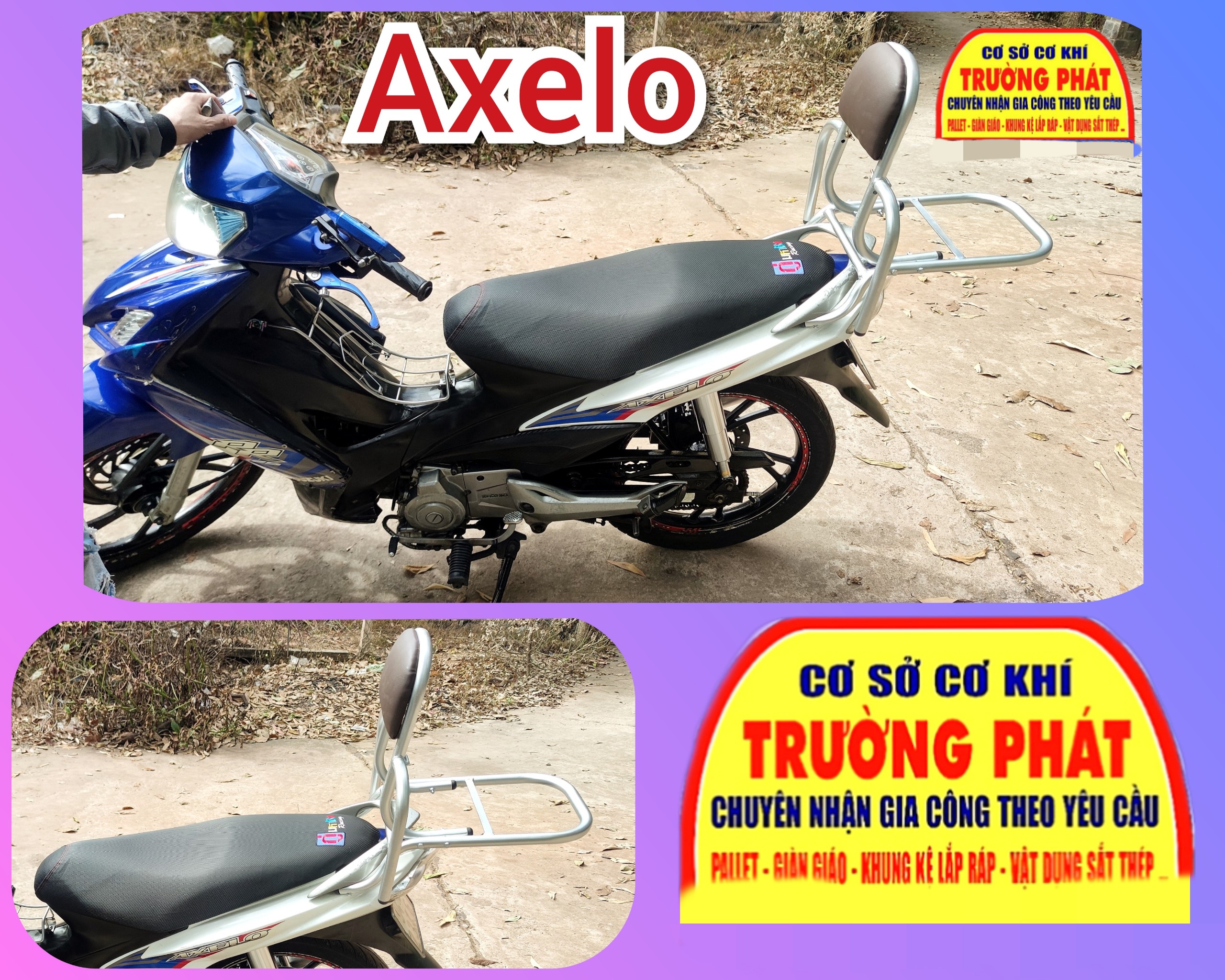 ( tặng lót tay) baga phượt có đệm tựa lưng cho xe Axelo