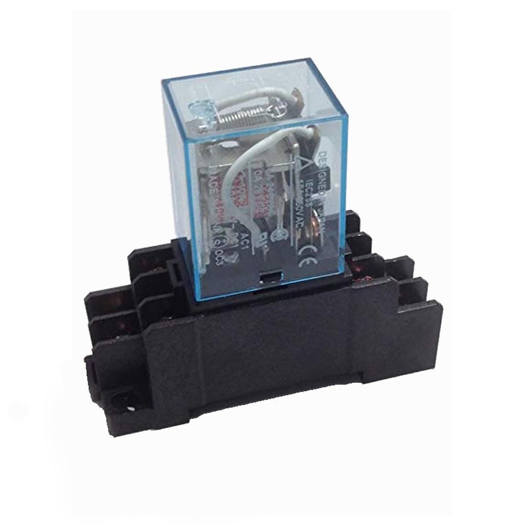 Relay 220V - Rơle Trung Gian 8 Chân Kèm Đế Vặn Ốc