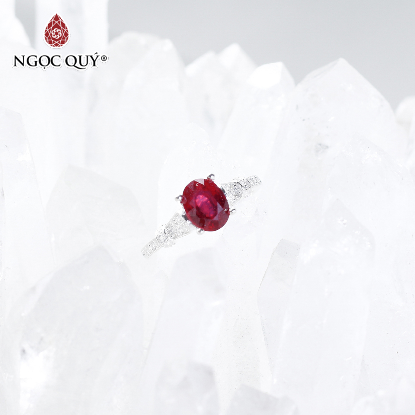 Nhẫn bạc nữ đá Ruby mệnh hỏa thổ - Ngọc Qúy Gemstones