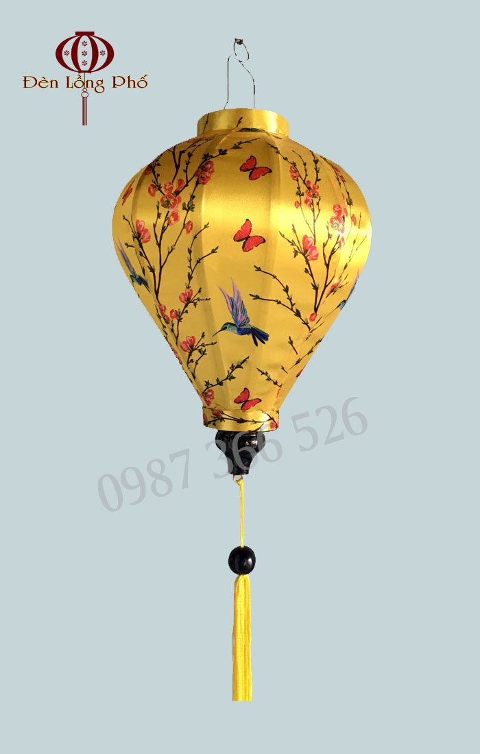 Đèn lồng Hội An vải phi in họa tiết 3D - size 30 cm