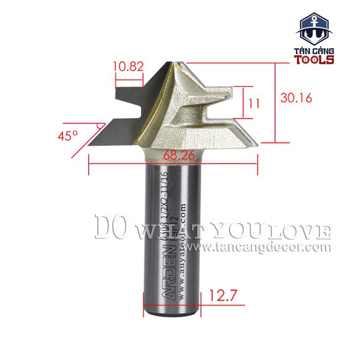 Mũi Router Ghép Góc 90 Độ Arden Cốt 12.7 mm