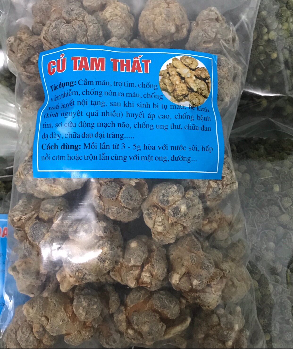 Tam thất bắc khô 500g (loại 6 củ)