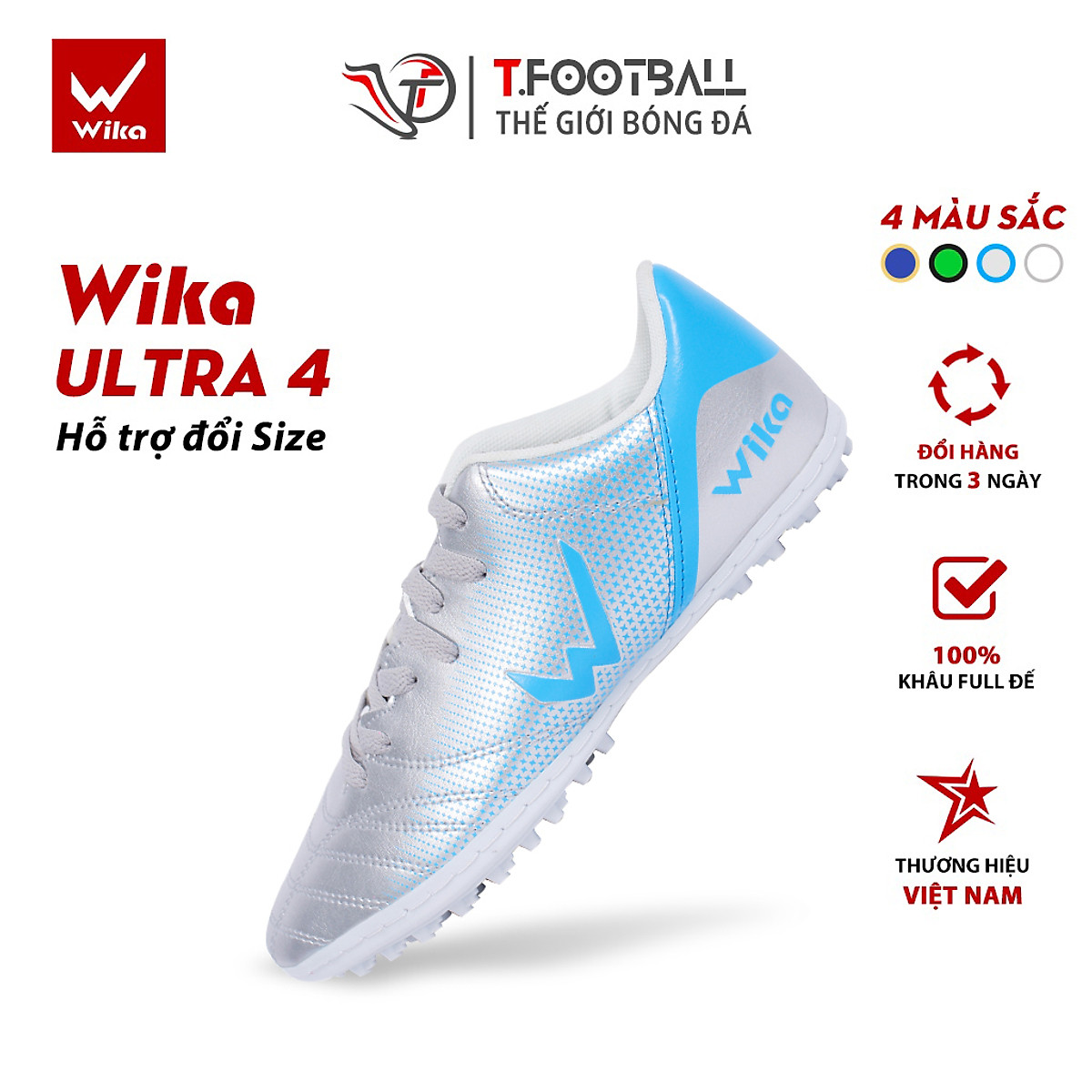 Giày Đá Bóng WIKA Ultra 4 Form Ôm Chân Da PU Mềm Mại