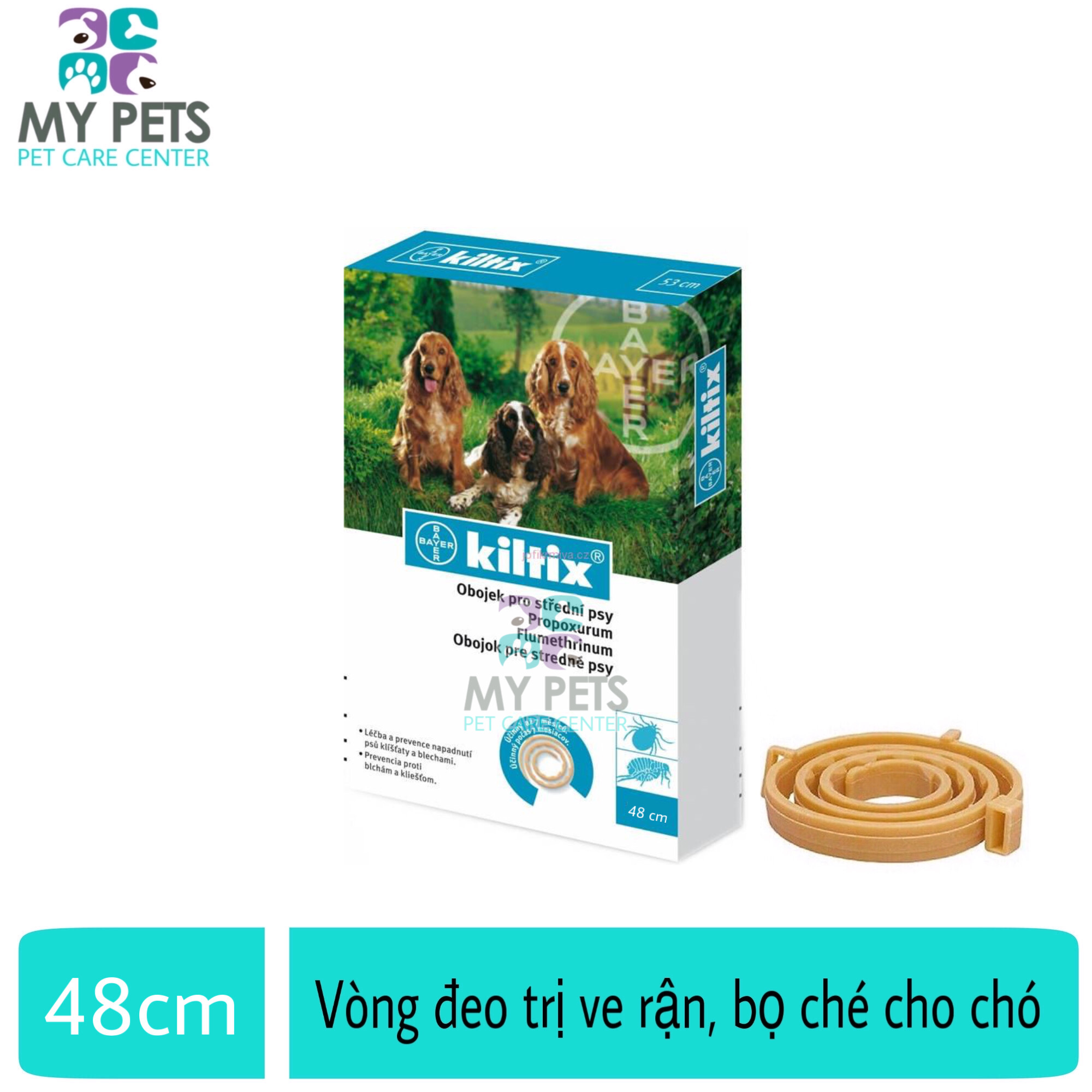 Vòng đeo trị ve ghẻ bọ chét cho chó - Vòng đeo Bayer Kiltix cho chó dưới 20kg