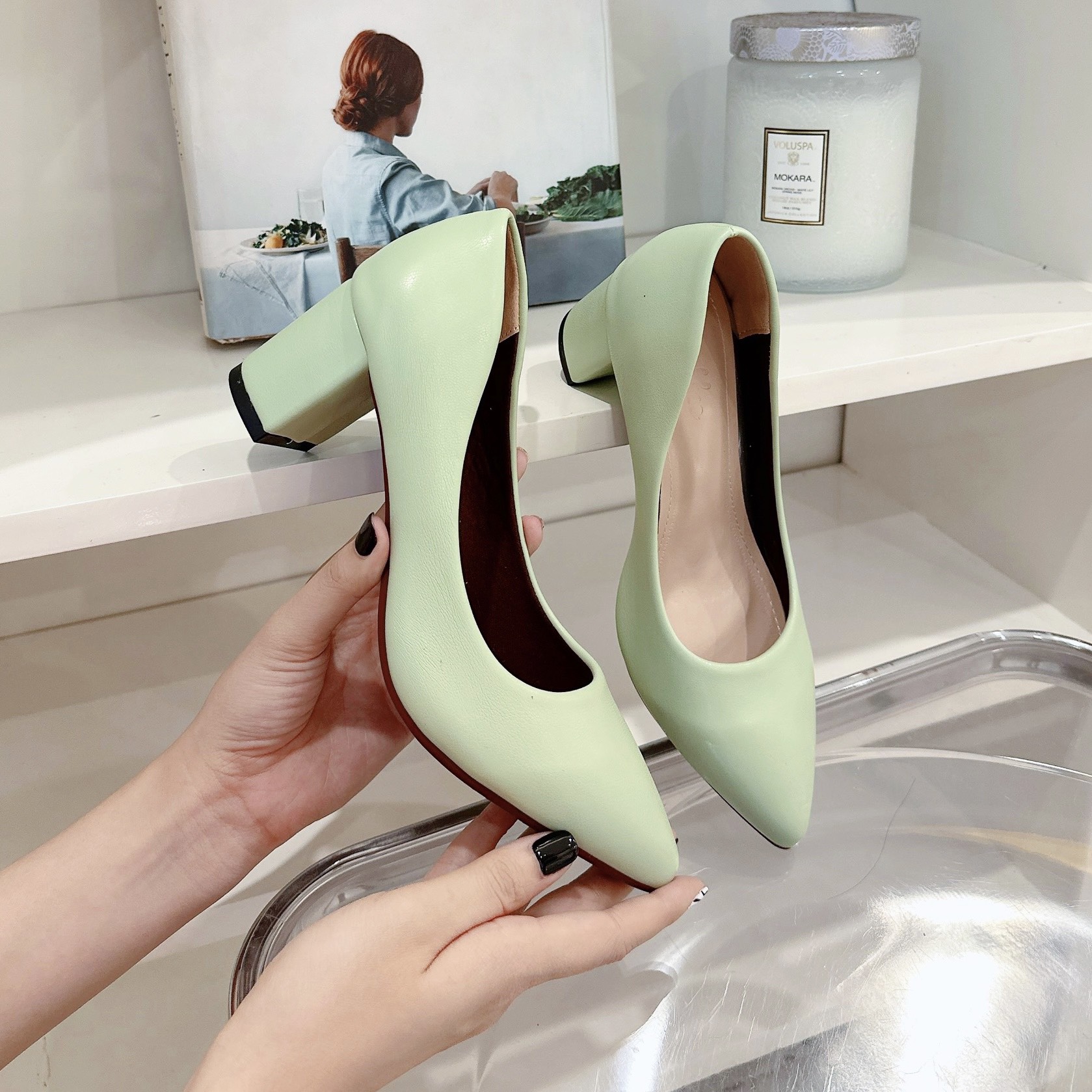 Giày cao gót nữ gót 5p ( chọn tăng 1 sz để êm ái hơn )