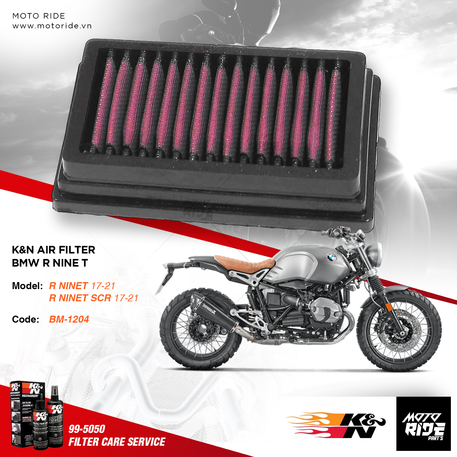 K&n bm-1204 lọc gió độ cho bmw rninet / r1200r / r1200rs
