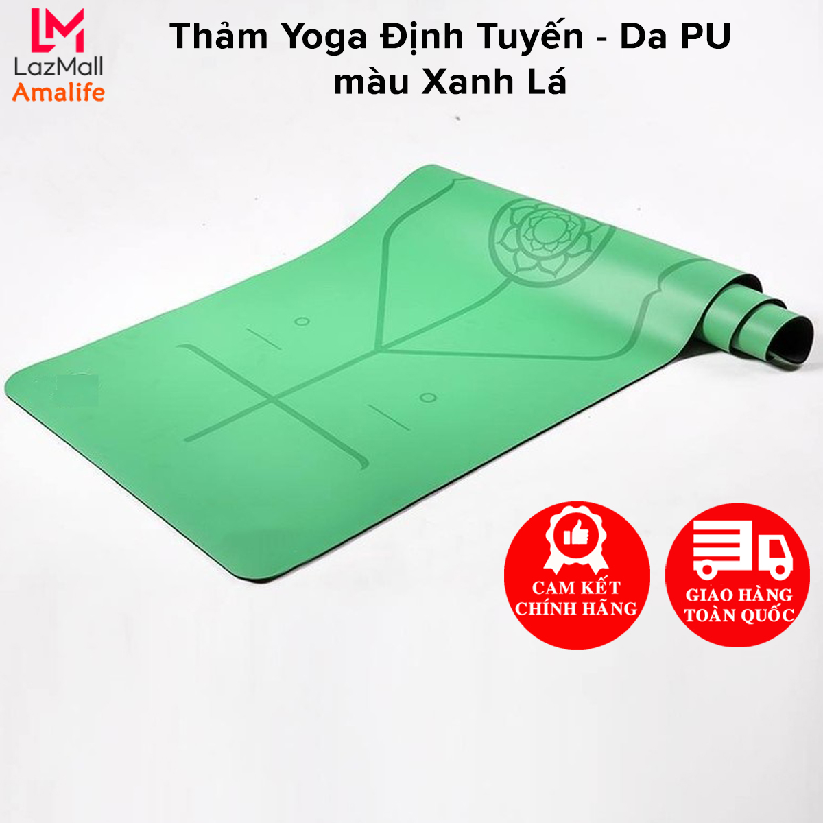 [Màu Xanh Lá] Thảm Tập Yoga Định Tuyến Da PU – Màu Xanh Lá -  Thảm Yoga Định Tuyến Tập Gym Cao Cấp Chính Hãng Amalife