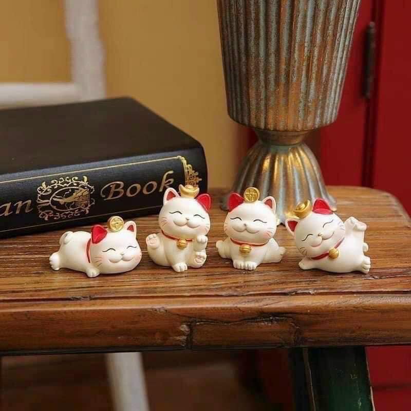 Sét 4 chú mèo thần tài may mắn