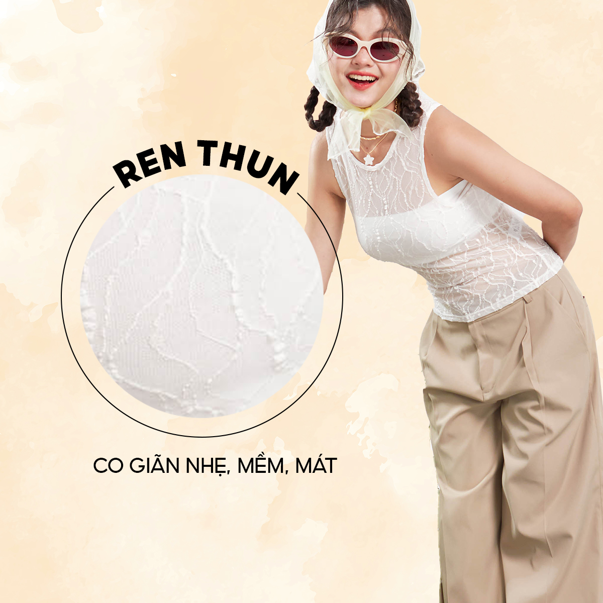 [OUTLET SALE] DOTTIE - Áo sát nách vải ren - Trắng - T0803