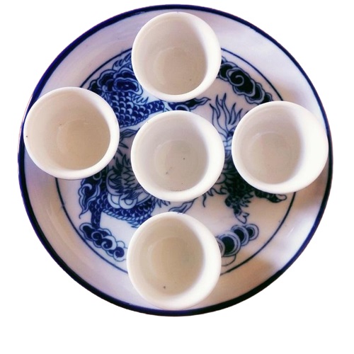 Bộ ấm chén kỷ ban thờ, gốm sứ Bát Tràng