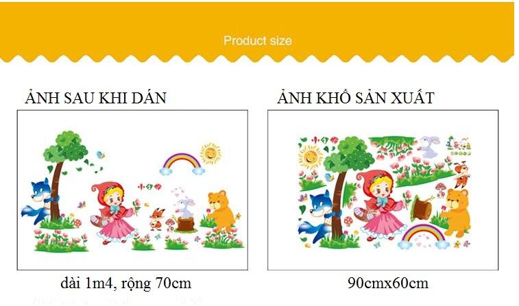 Decal dán tường Cô bé quàng khăn đỏ- T120-kiddecals