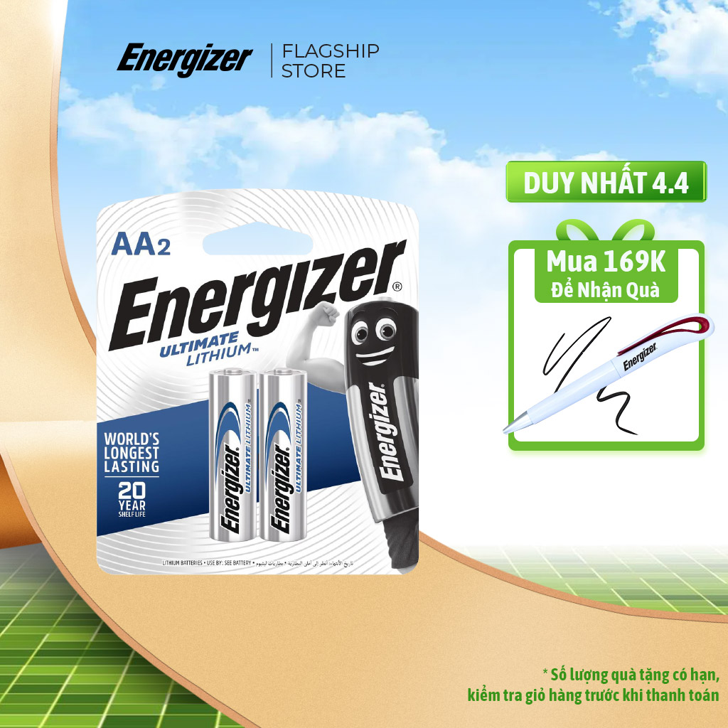 Pin AA Energizer Lithium L91 BP2 - Vỉ 2 Viên
